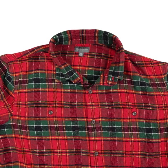 L.L. Bean Other - LL Bean Scotch Flannel Shirt‎ Mens XL Red Tartan Plaid Slim Fit Organic Cotton